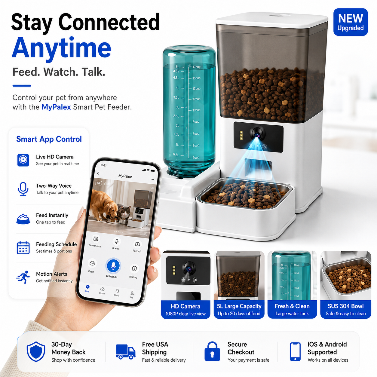 PalexFeed Pro — Smart Automatic Pet Feeder with App & Camera