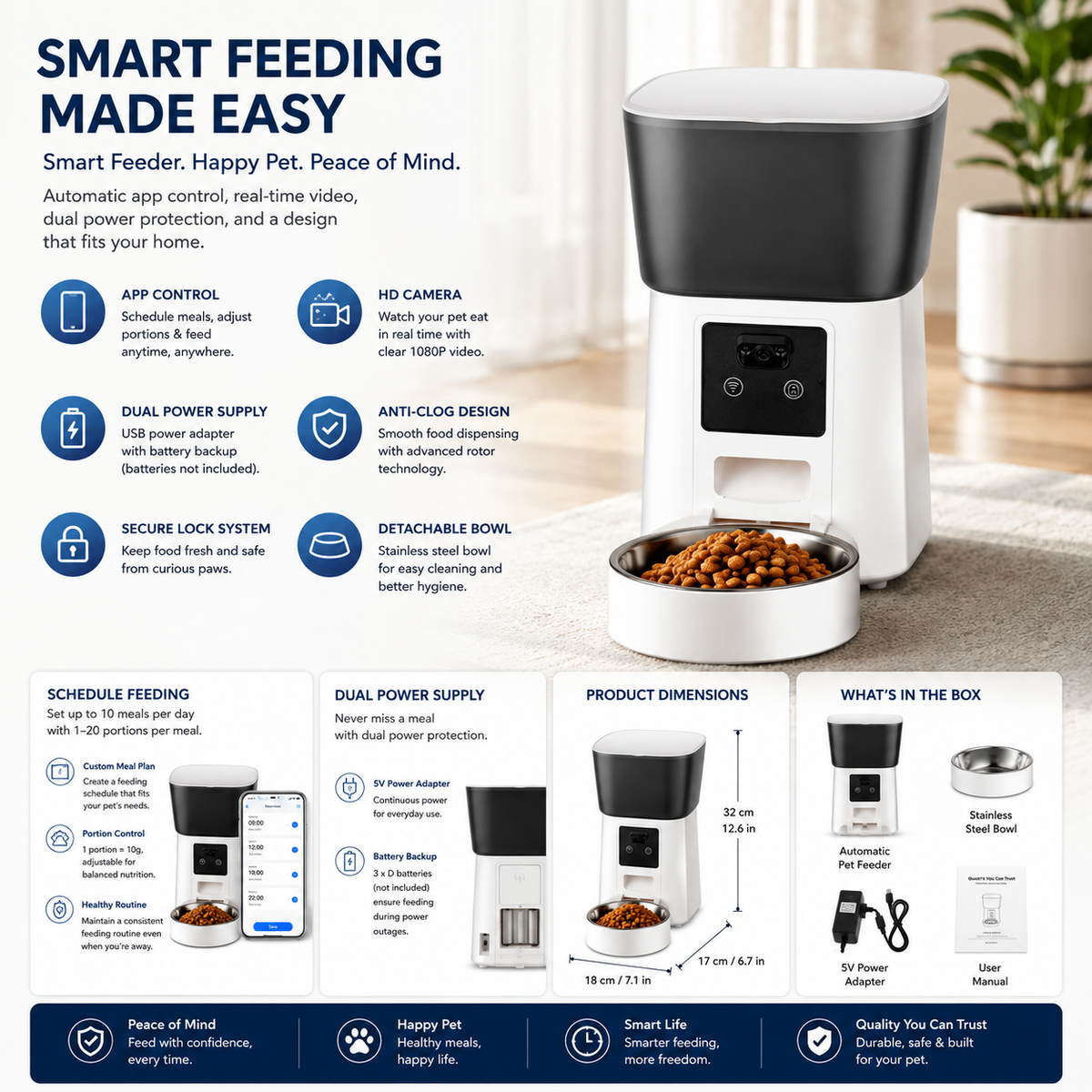 MyPalex™ Ultra-Smart Vision Pet Feeder – HD Camera, Scheduled Meals & Fresh Lock