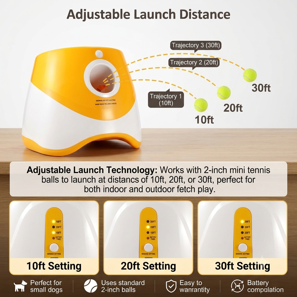 MyPalex™ Interactive Automatic Dog Ball Launcher – Smart Light-Control Tennis Ball Thrower for Small & Medium Dogs