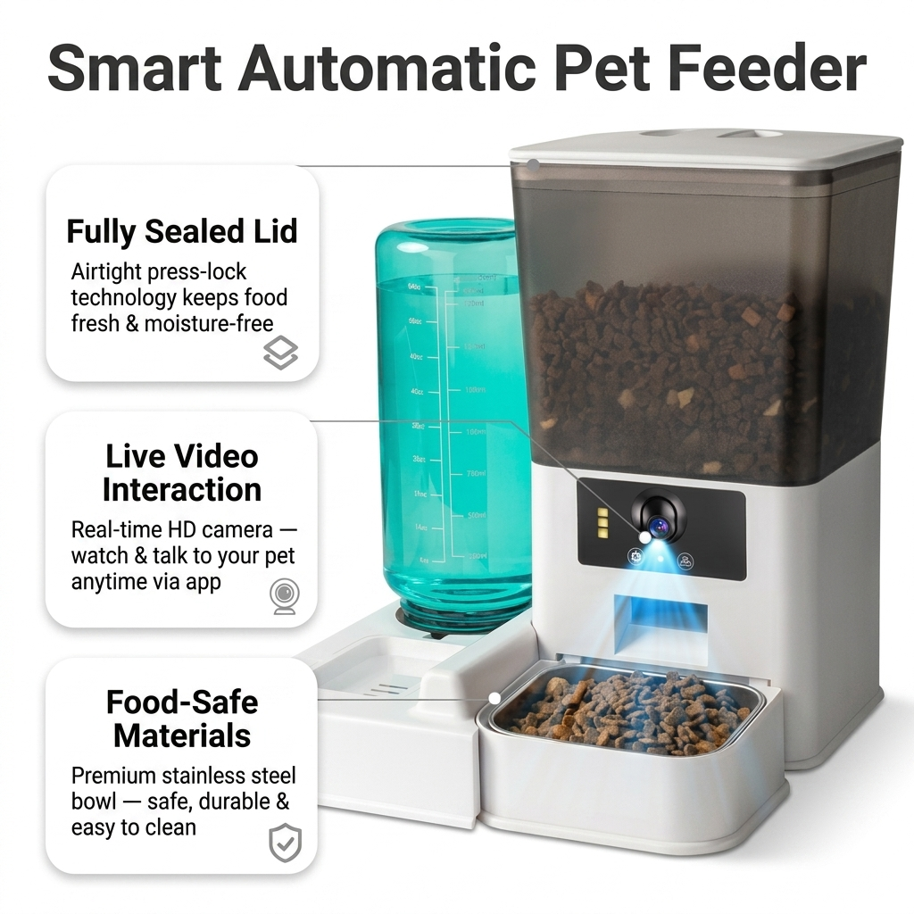 PalexFeed Pro™ — Smart Automatic Pet Feeder with App & Camera