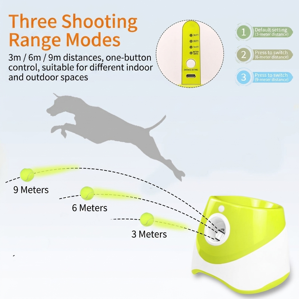 MyPalex™ Interactive Automatic Dog Ball Launcher – Smart Light-Control Tennis Ball Thrower for Small & Medium Dogs