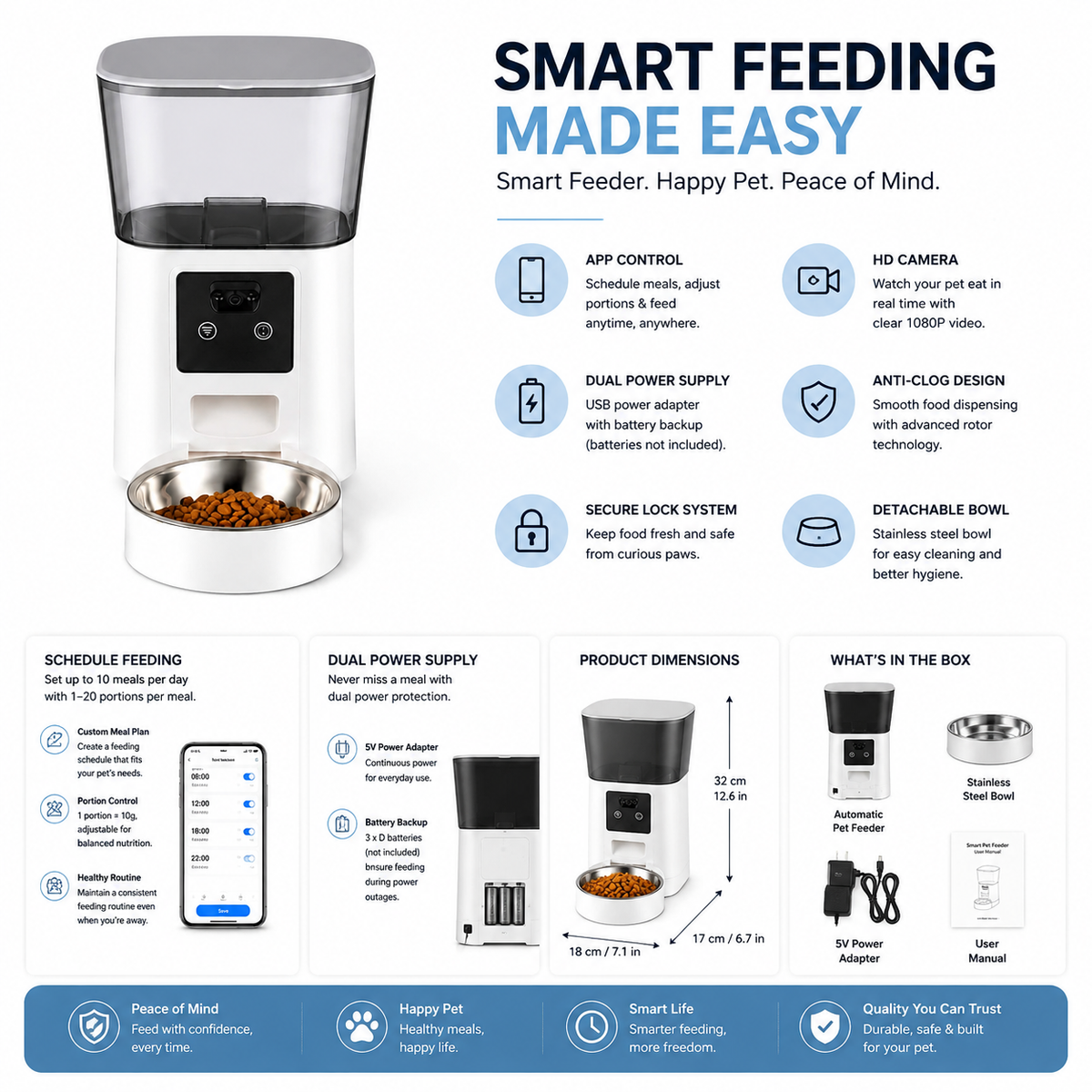MyPalex™ Ultra-Smart Vision Pet Feeder – HD Camera, Scheduled Meals & Fresh Lock