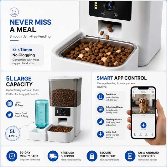 PalexFeed Pro — Smart Automatic Pet Feeder with App & Camera