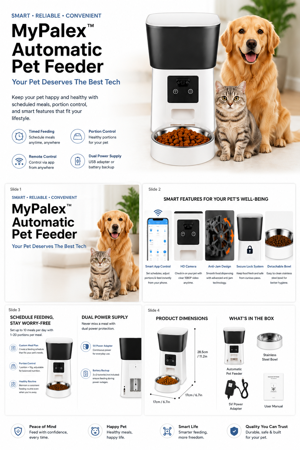 MyPalex™ Ultra-Smart Vision Pet Feeder – HD Camera, Scheduled Meals & Fresh Lock