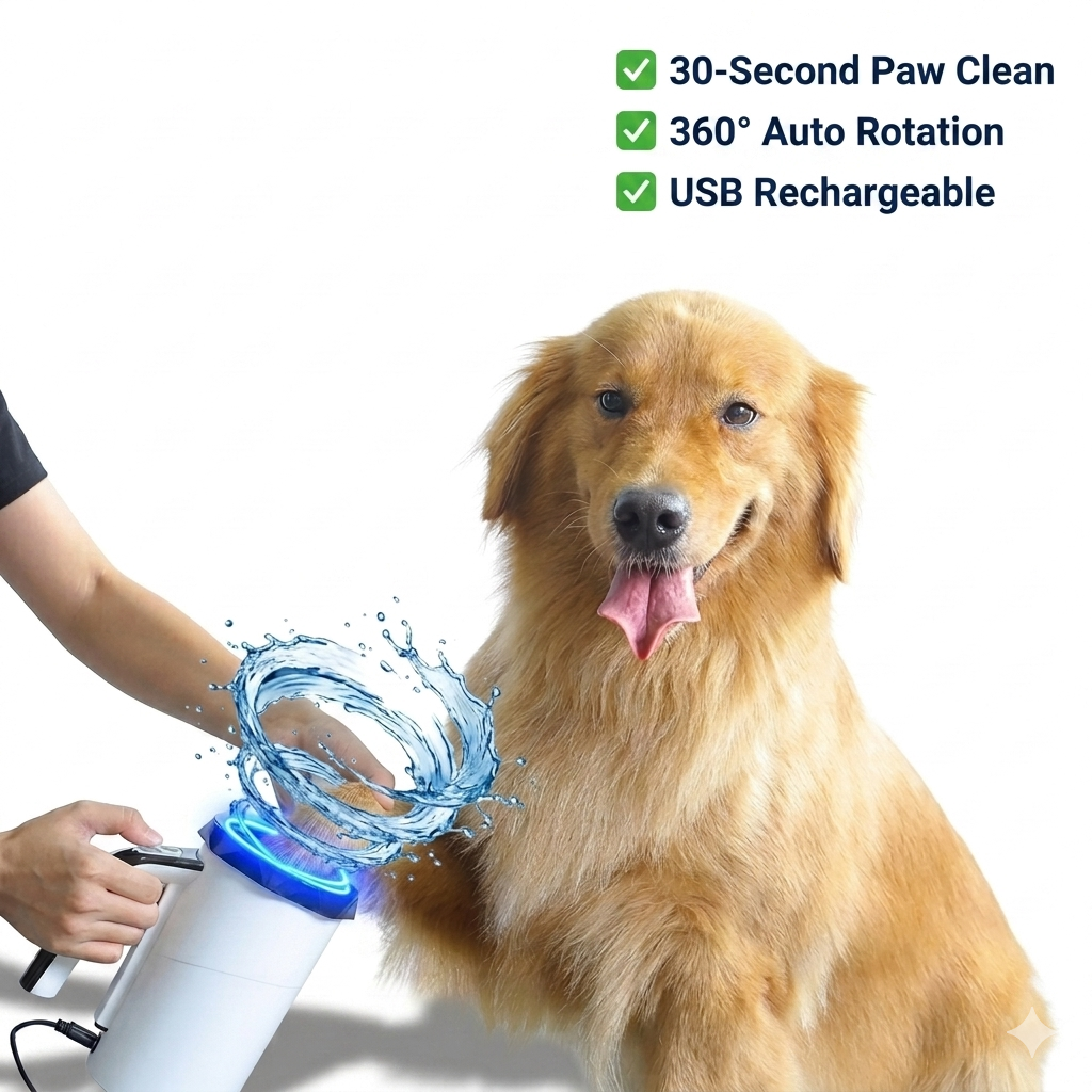 Smart Pet Automatic Paw Cleaner Cup — USB Rechargeable Deep Cleaning for Dogs & Cats