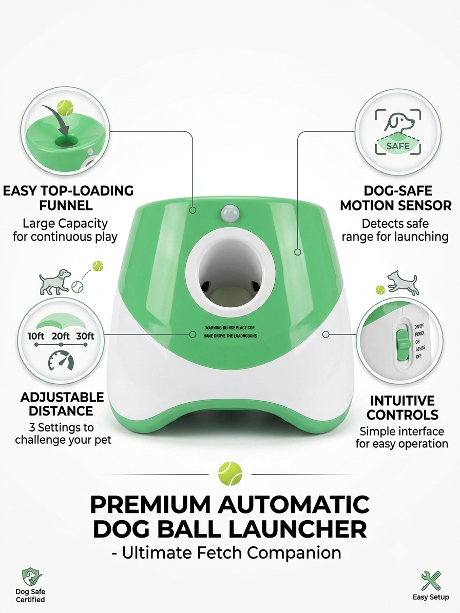MyPalex™ Interactive Automatic Dog Ball Launcher – Smart Light-Control Tennis Ball Thrower for Small & Medium Dogs