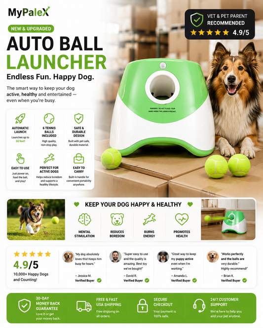 PalexThrow Pro — Smart Automatic Dog Ball Launcher for Endless Fetch Play