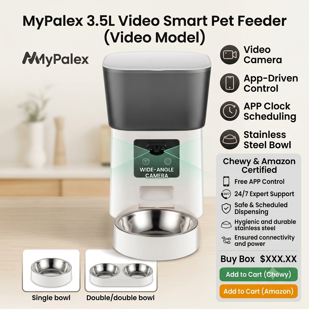 MyPalex™ Ultra-Smart Vision Pet Feeder – HD Camera, Scheduled Meals & Fresh Lock